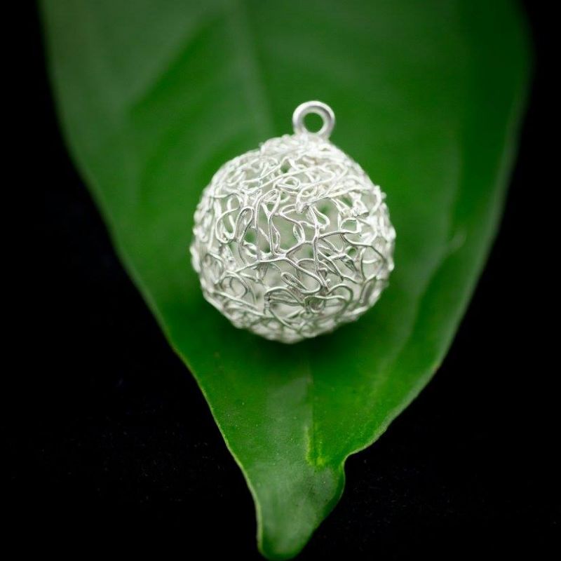 Art Clay Silver Lace Ball Ear Ring - Sue Ashpole